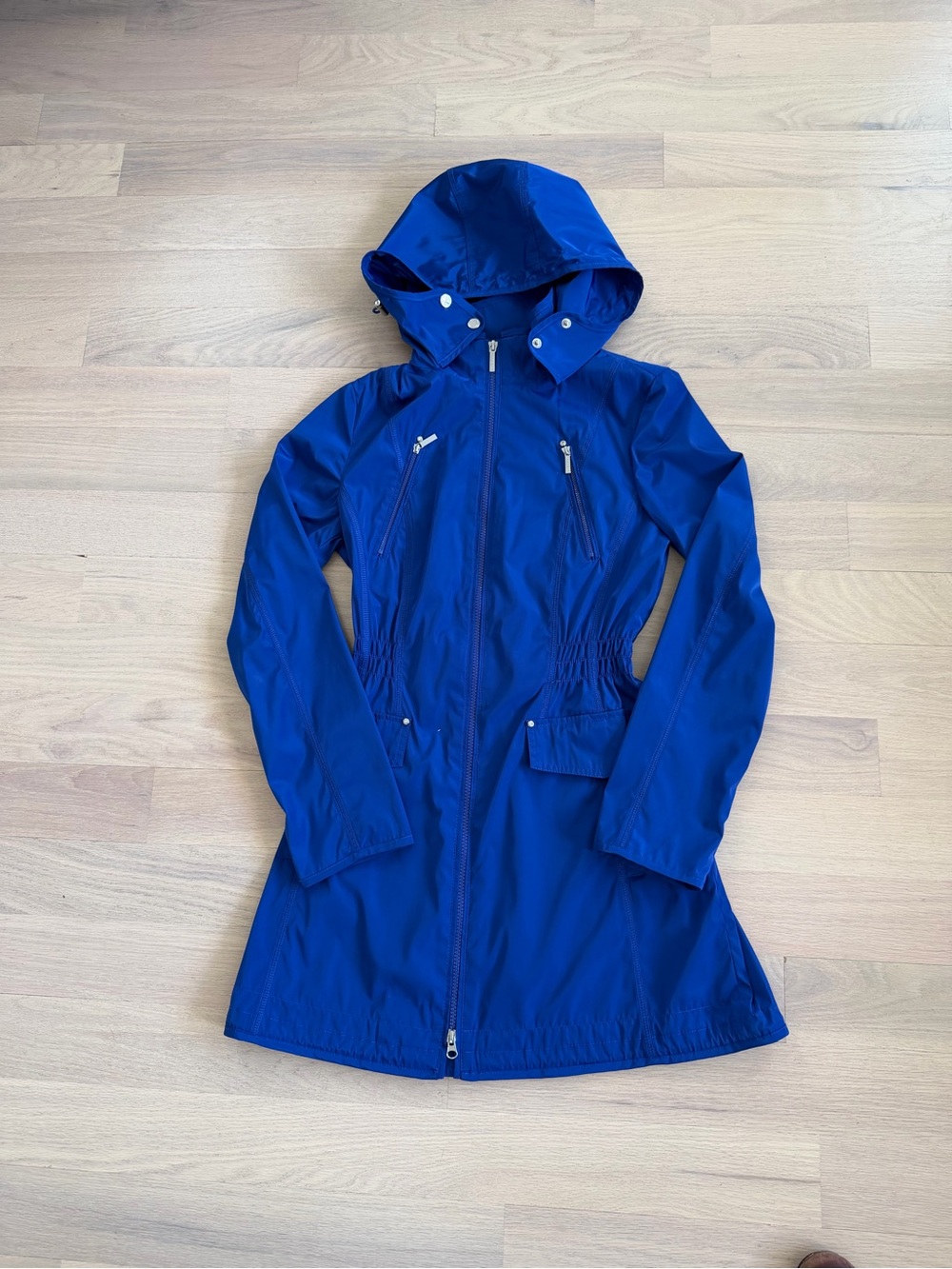 Laundry By Shelli Segal Royal Blue Hooded Lightweight Trench Coat